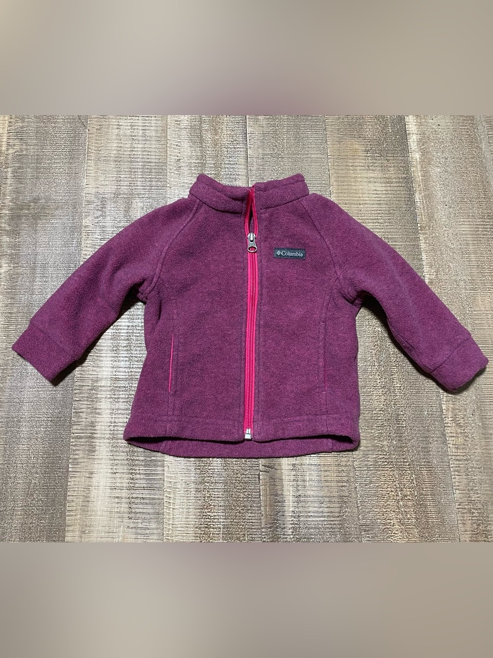 Columbia Kids Plum Fleece Jacket with Pink Zip
